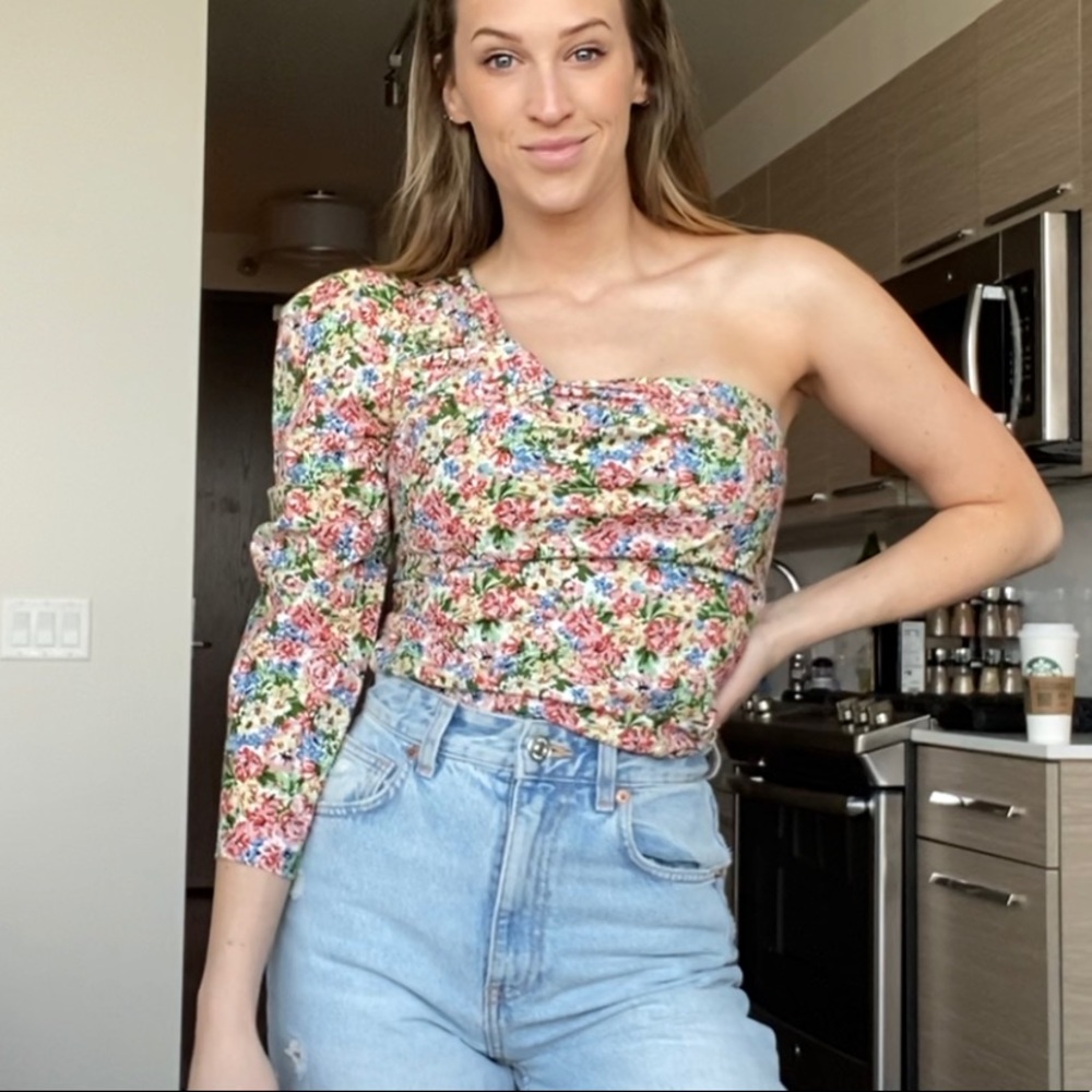 Zara floral one shoulder